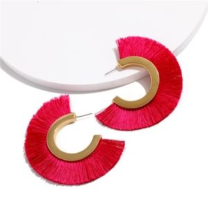 " ITALY "- Gold Plating Big Fringed Tassel Hoop